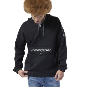 Bluza Z Kapturem Męskie Reebok Classic Advance Pullover Czarne PL 74VWKIT